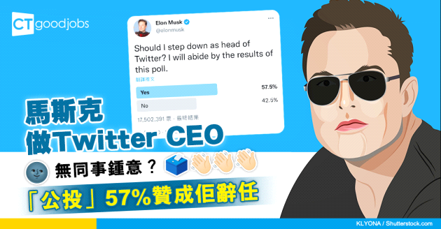 【Tesla創辦人】馬斯克Elon Musk「公投」 57%贊成辭任Twitter行政總裁