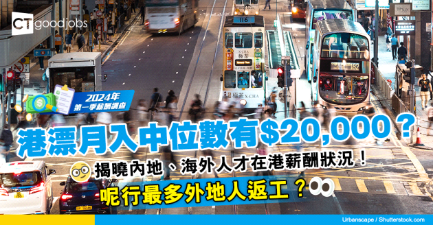 【薪酬調查2024】港漂月入中位數有$20,000？公開內地、海外人才在港薪酬狀況！最多人喺呢行返工？