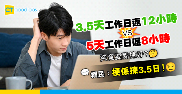 【3天半工作周】 3.5天工作日返12小時VS 5天工作日返8小時 打工仔苦惱要點揀好 網民：一定揀3.5日！