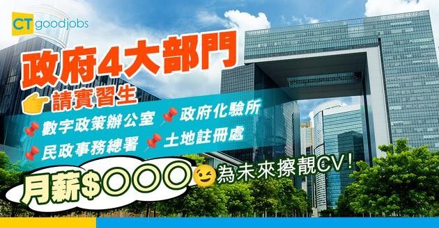 【政府實習生2025】數字政策辦公室/政府化驗所/民政事務總署/土地註冊處請暑期實習生 月薪$11,500 為未來做好CV！