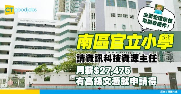 【教育局職位空缺2025】官小請資訊科技資源主任！月薪$27,475 主要管理學校電腦軟硬件！高級文憑就申請得！